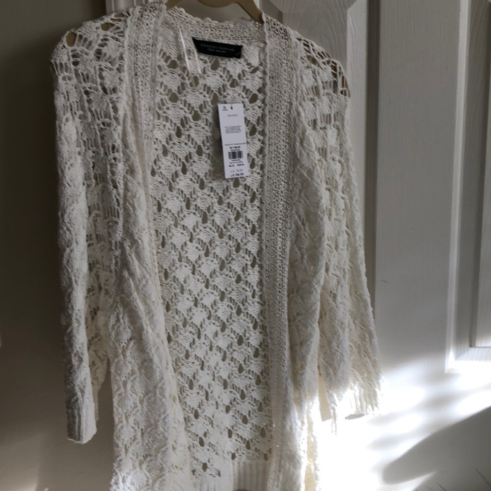 White lace knit cardigan